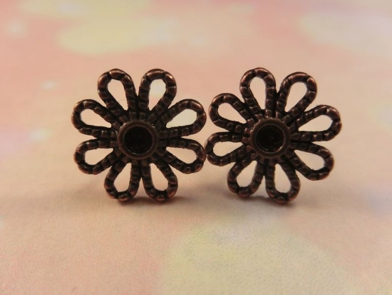 Kupferfarbene Blumen Ohrstecker Blümchen Flower